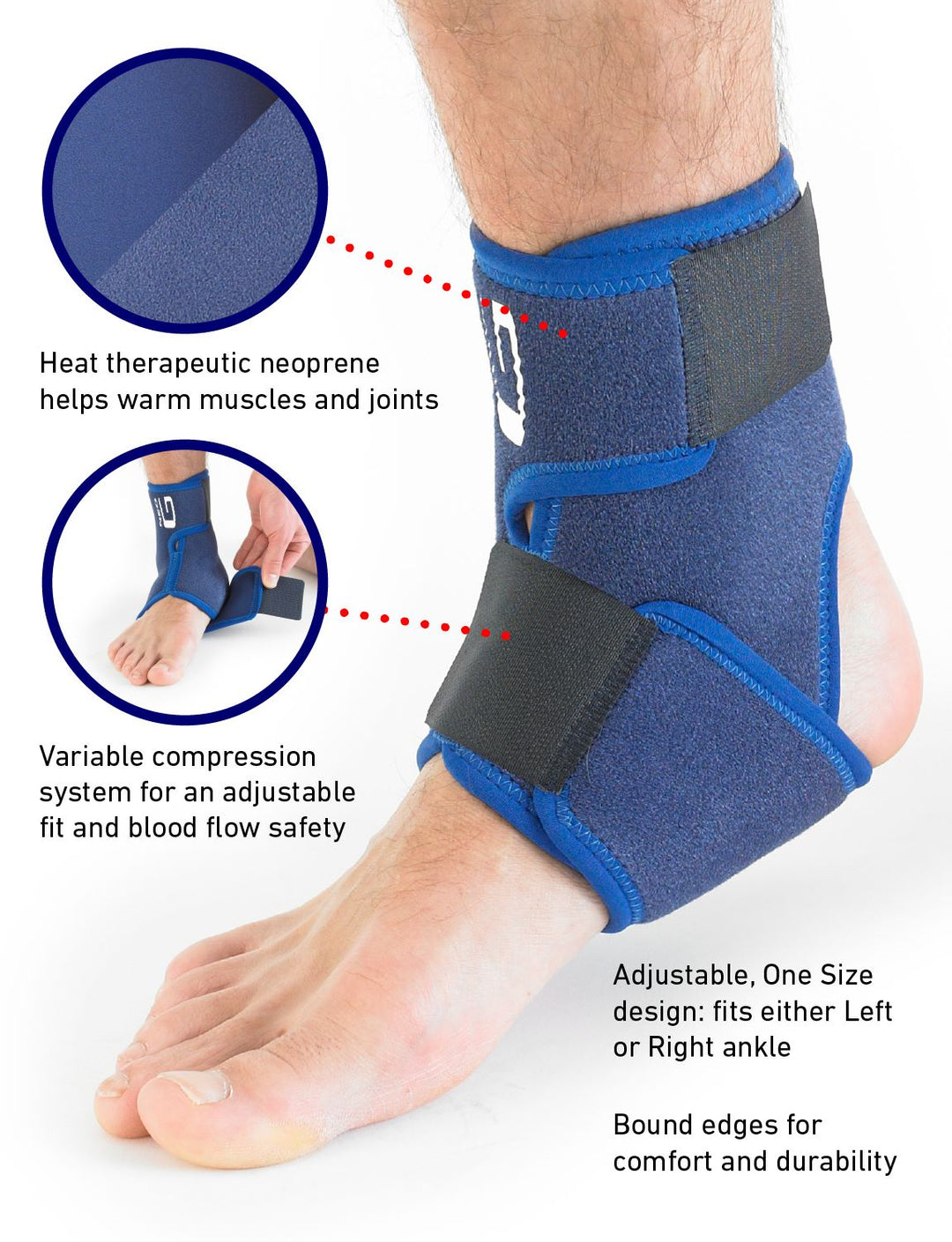 4-Way Ankle Support With Removable Strap - Adjustable Compression Brace M/L