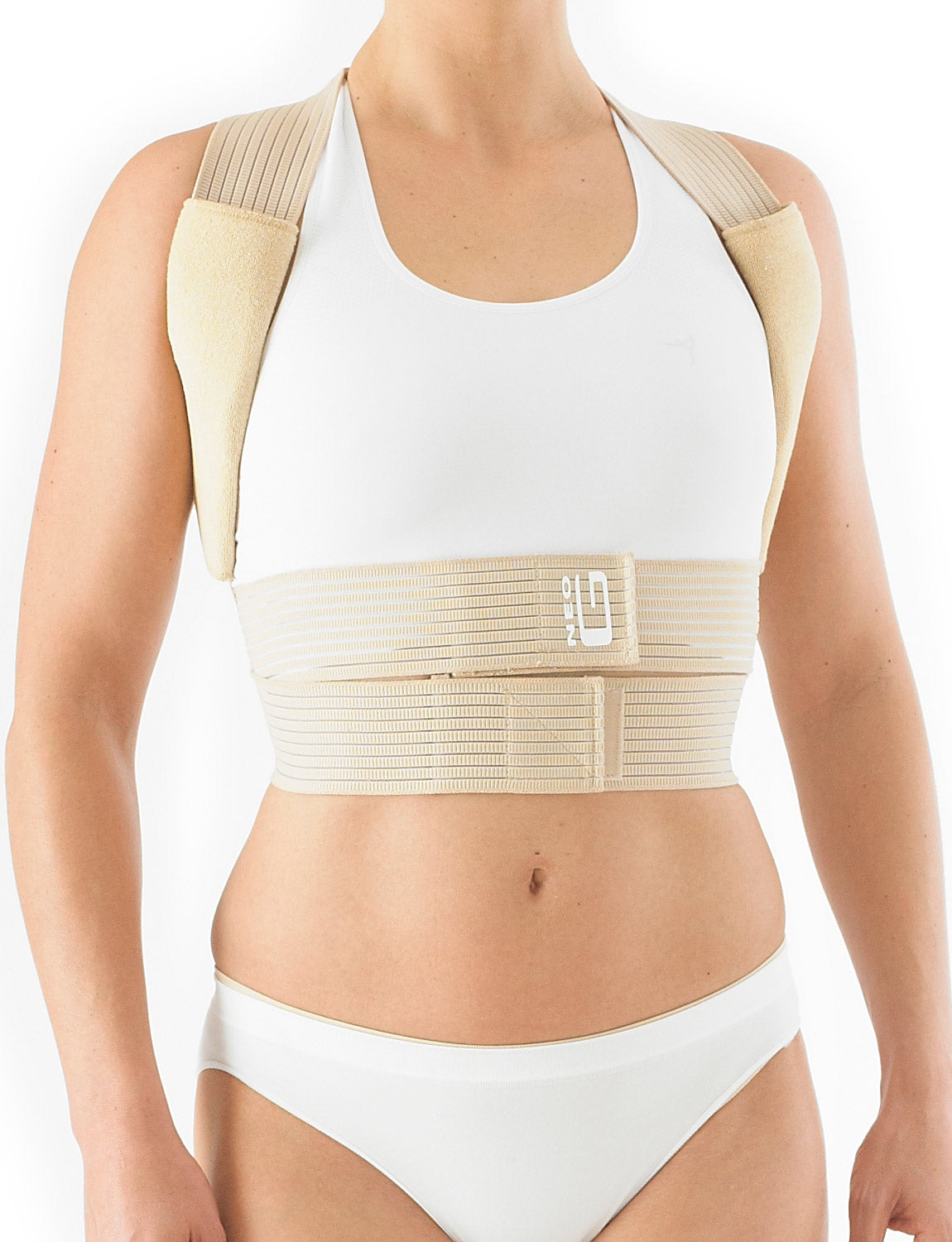 Woman wearing Neo G Clavicle Brace (Posturex) facing front