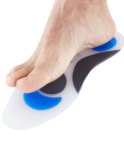 Foot with heel on Neo G NeoThotics Silicone Full Length Insoles facing front