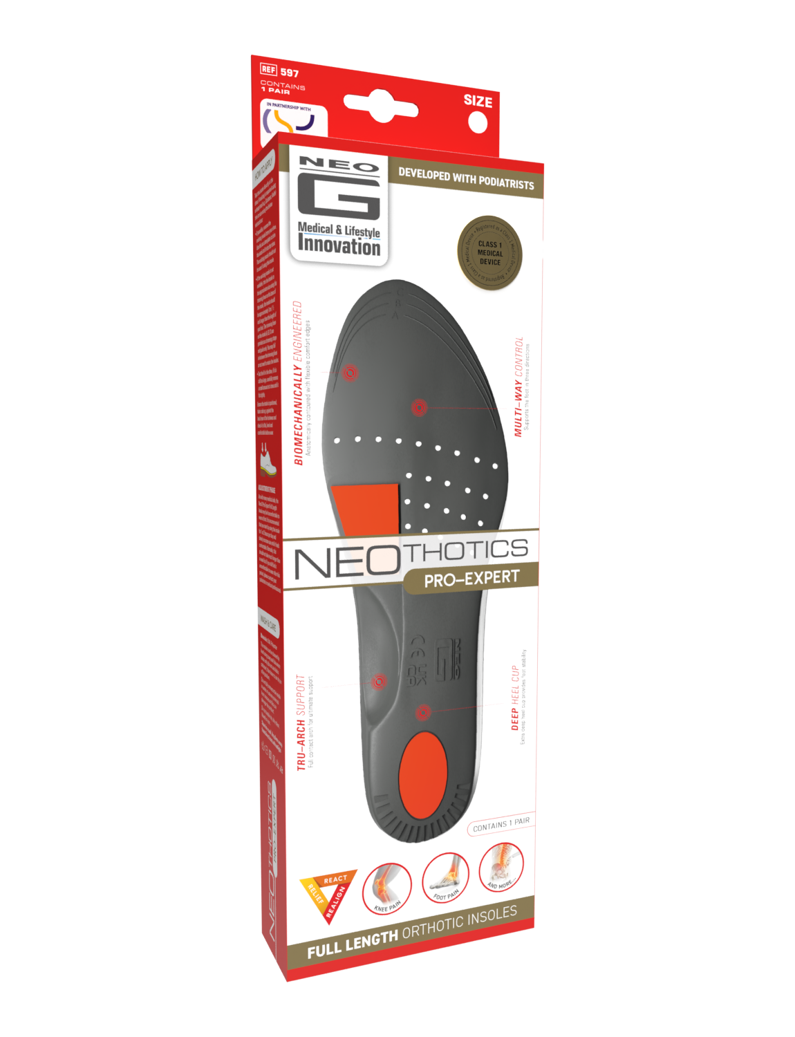 Neo G NeoThotics Pro-Expert Full Length Orthotic Insoles box