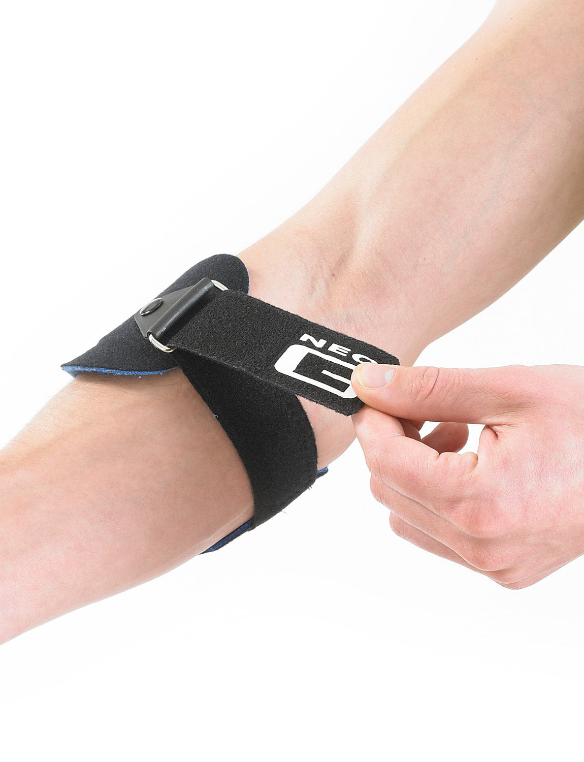 Arm wearing Neo G Tennis/Golf Elbow Clasp highlighting adjustable strap