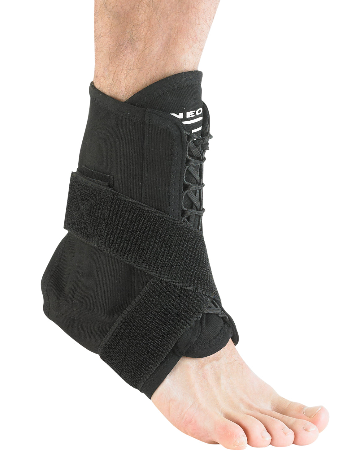 Leg wearing Neo G Laced Ankle Support facing side