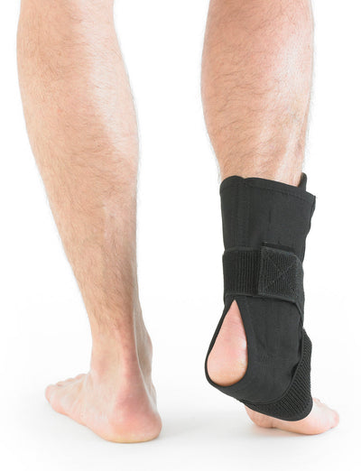 Leg wearing Neo G Laced Ankle Support facing back