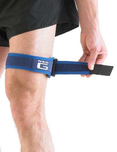 Man wearing Neo G ITB Strap on thigh showing adjustable strap