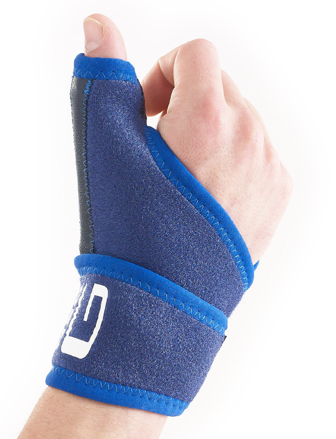 Hand wearing Neo G Thumb Brace palm down