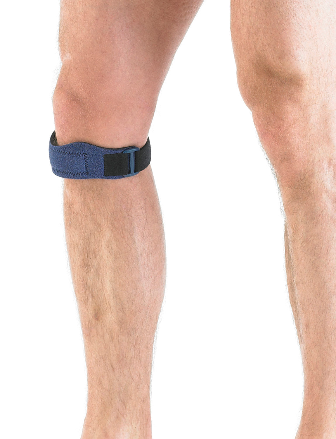 Man wearing Neo G Patella Band below knee, facing side