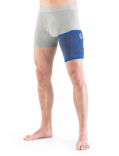 Man wearing Neo G Thigh and Hamstring Support on left leg facing front