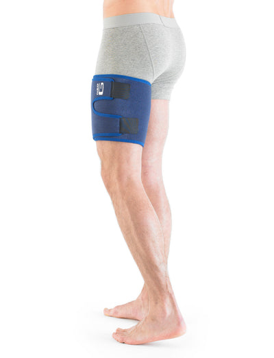 Man wearing Neo G Thigh and Hamstring Support on left leg facing  side