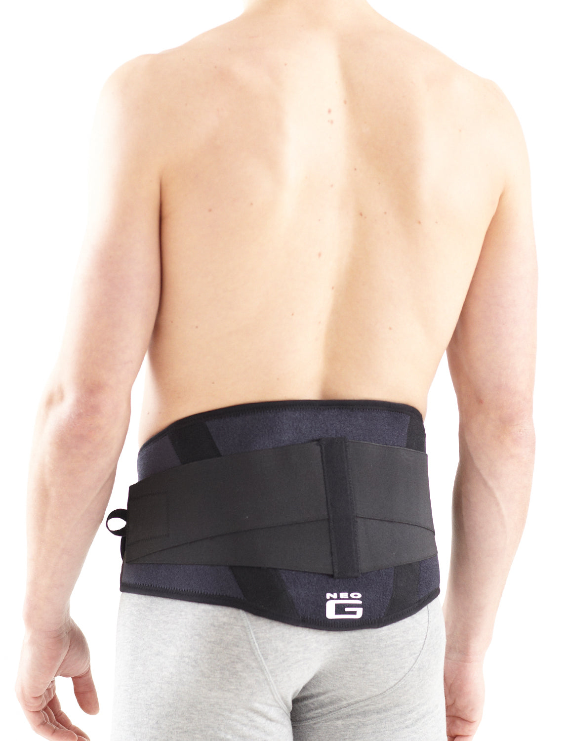 Man wearing Neo G Back Brace with Power Straps facing back
