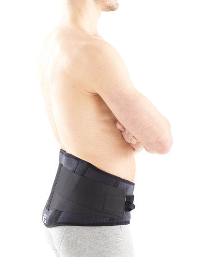 Man wearing Neo G Back Brace with Power Straps facing side