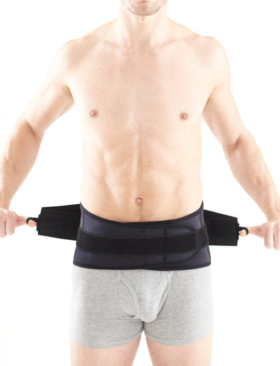 Man wearing Neo G Back Brace with Power Straps facing front showing adjustable power straps