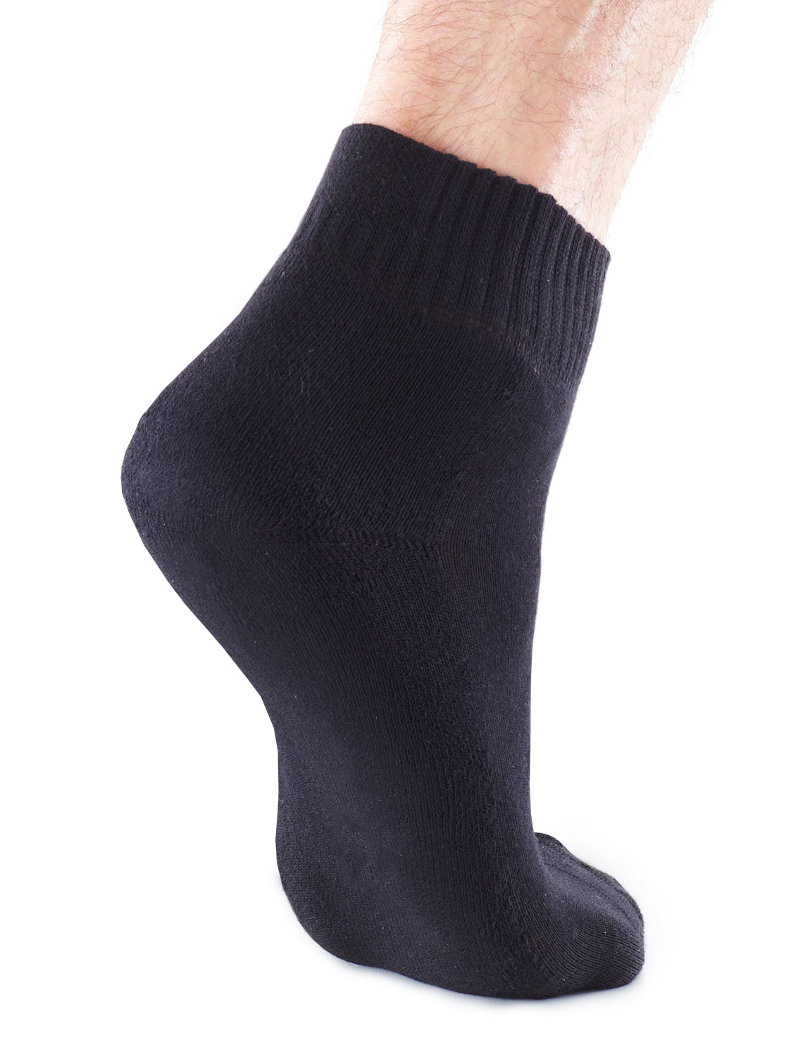 Foot wearing Black Neo G Comfort Socks Diabetic Friendly, facing back